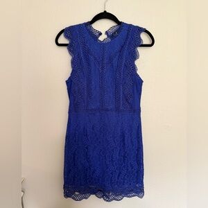 Lulu's Royal Blue Lace Mini Dress